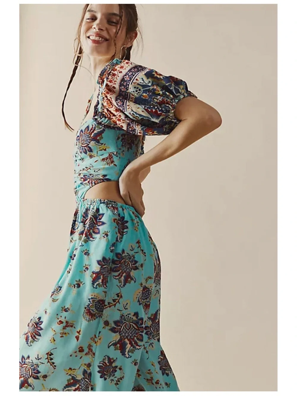 Free People Bali Citrus Skies Floral Print Wide-Leg Jumpsuit